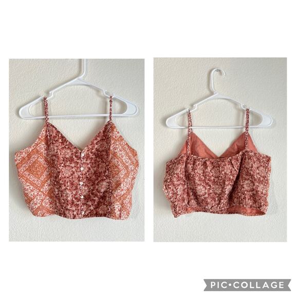 American Eagle Outfitters Tops - NWT American Eagle Mieux Ensemble Boho Button Floral Crop Top Size Large